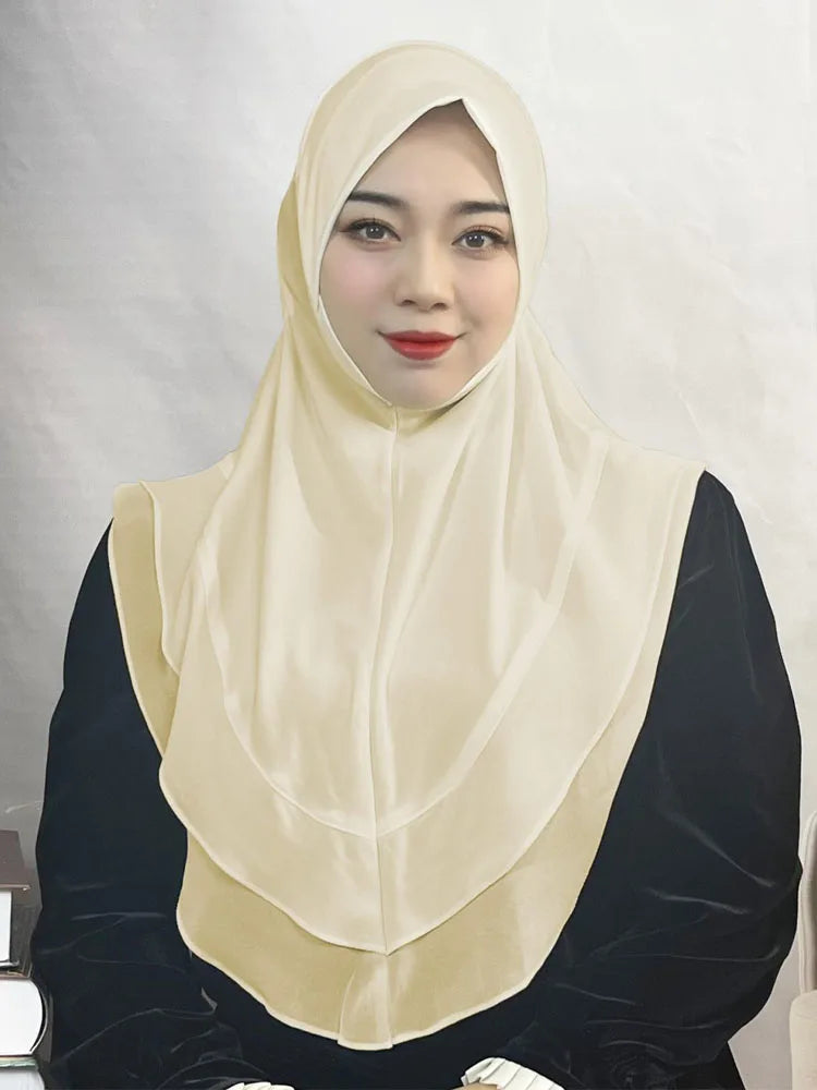 2-Layer Lace Khimar Instant Prayer Hijab