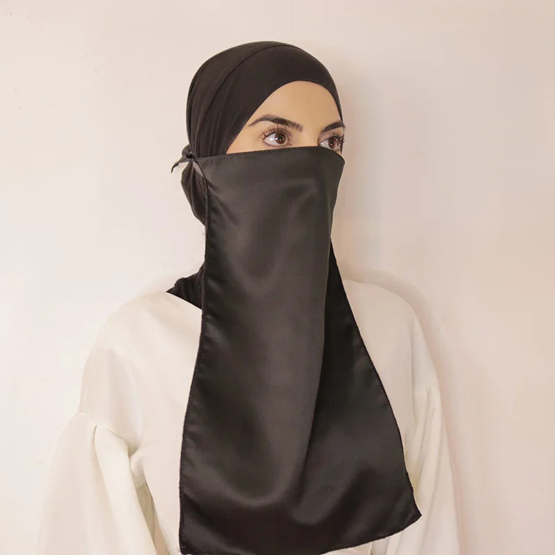 Satin & Nida Breathable Niqab — Multi-Color