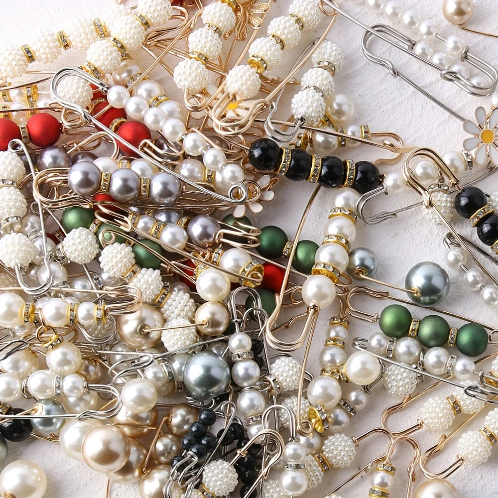 10-Pack Pearl Brooch Hijab Safety Pins