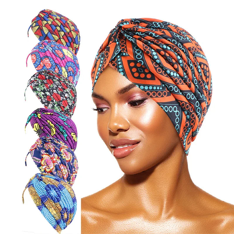Colorful Printed Instant Hijab Turban Cap