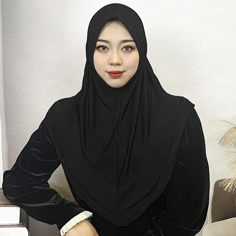 2-Layer Lace Khimar Instant Prayer Hijab
