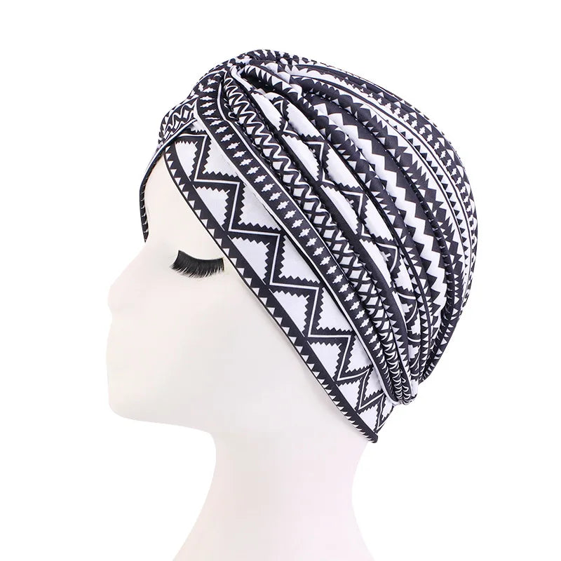 Colorful Printed Instant Hijab Turban Cap