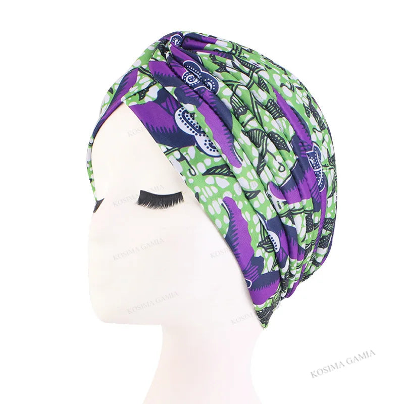 Colorful Printed Instant Hijab Turban Cap
