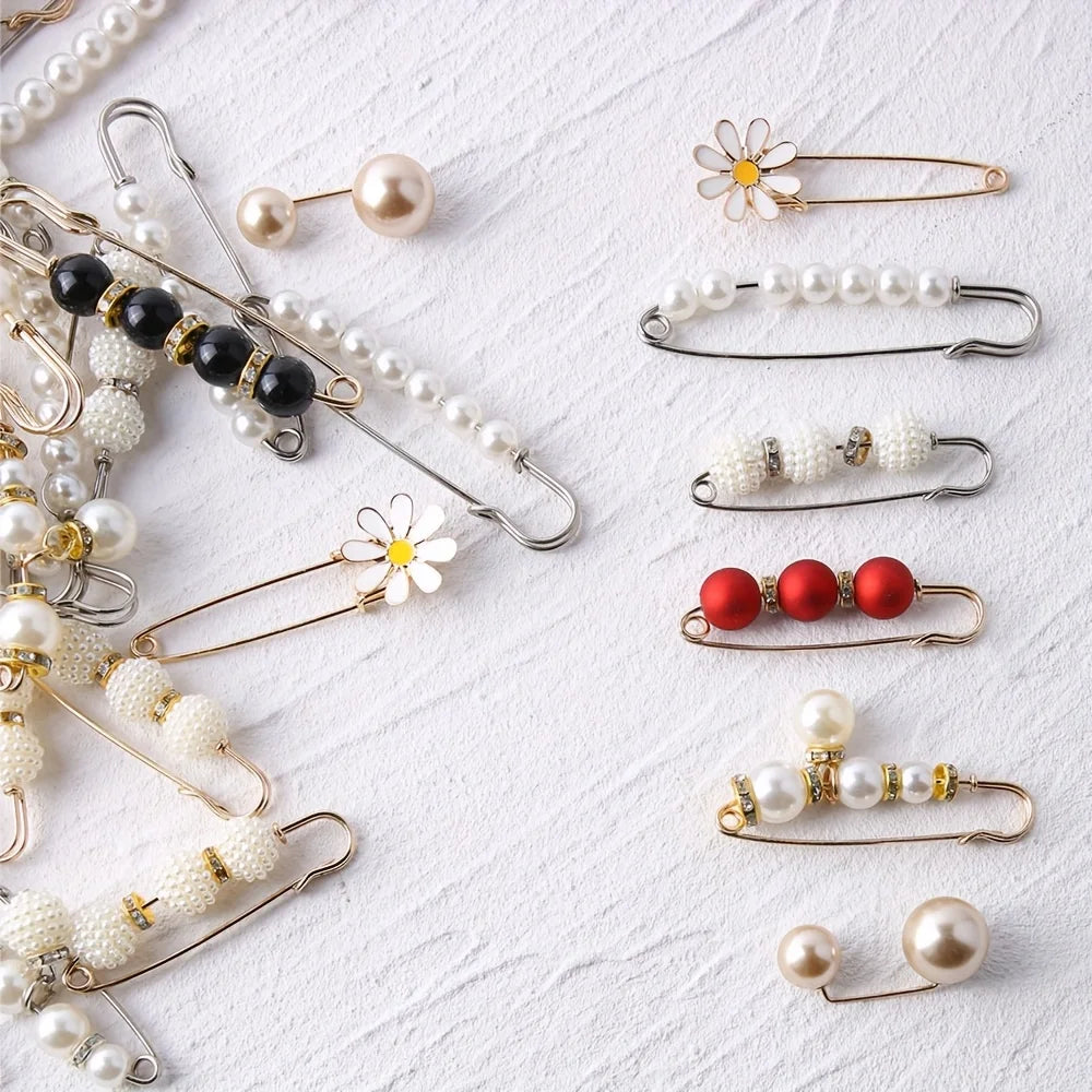 10-Pack Pearl Brooch Hijab Safety Pins