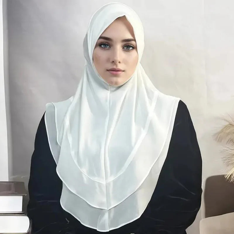 2-Layer Lace Khimar Instant Prayer Hijab