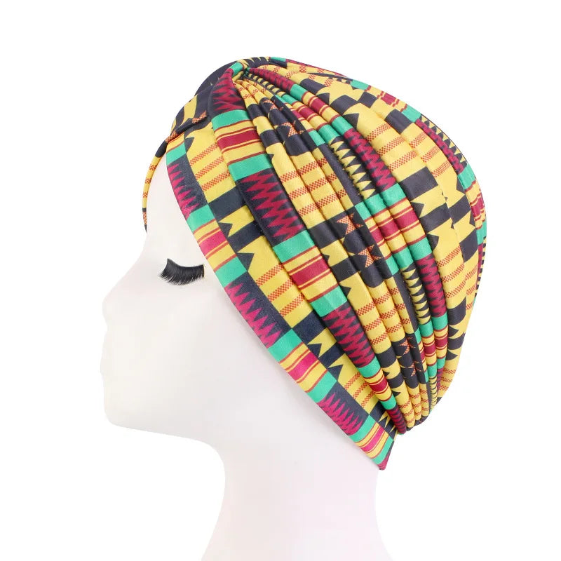 Colorful Printed Instant Hijab Turban Cap