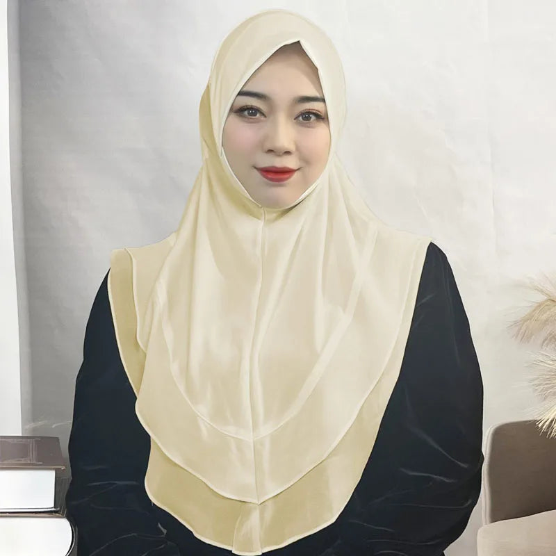 2-Layer Lace Khimar Instant Prayer Hijab