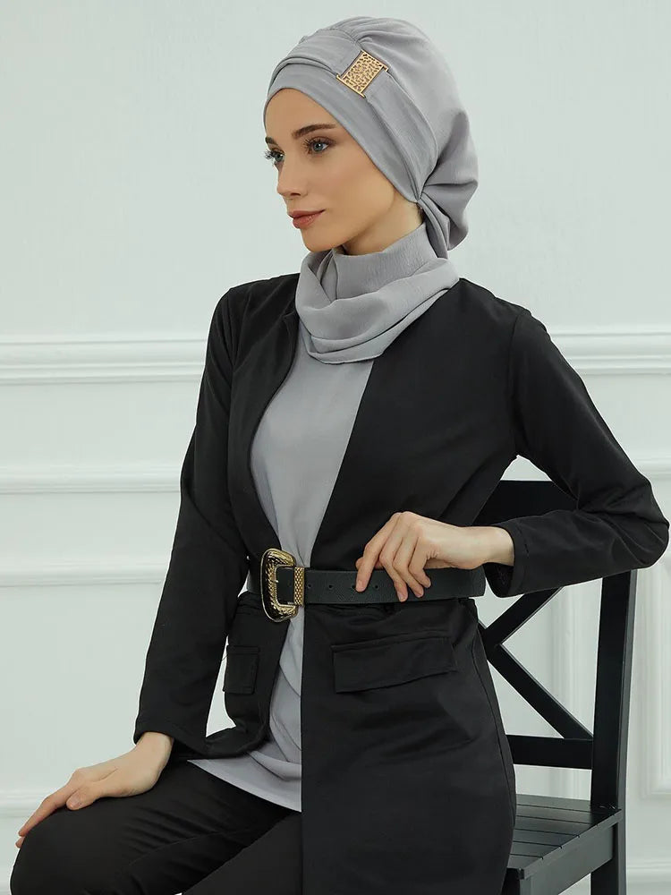 Instant Jersey Turban Hijab — Inner Cap Included