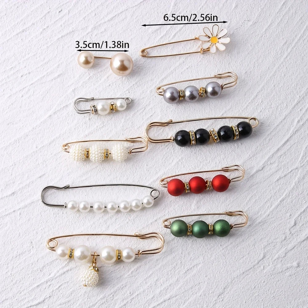 10-Pack Pearl Brooch Hijab Safety Pins