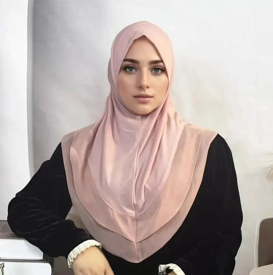 2-Layer Lace Khimar Instant Prayer Hijab