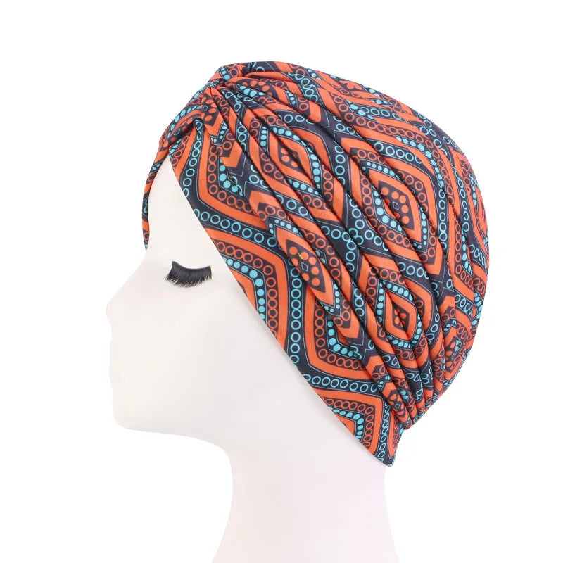 Colorful Printed Instant Hijab Turban Cap