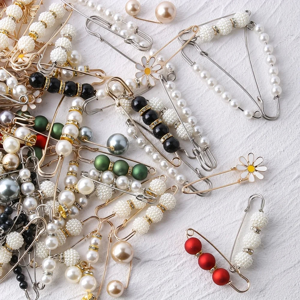 10-Pack Pearl Brooch Hijab Safety Pins
