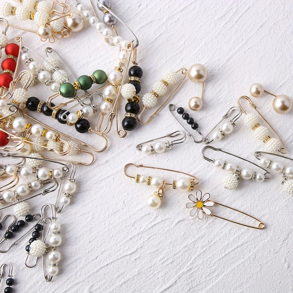 10-Pack Pearl Brooch Hijab Safety Pins