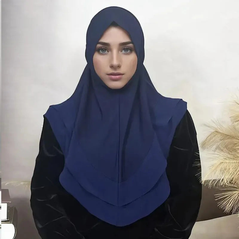 2-Layer Lace Khimar Instant Prayer Hijab